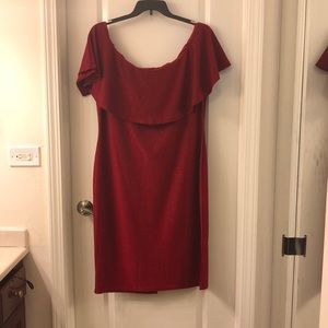 Off shoulder Red glitter party dress in Us size 20